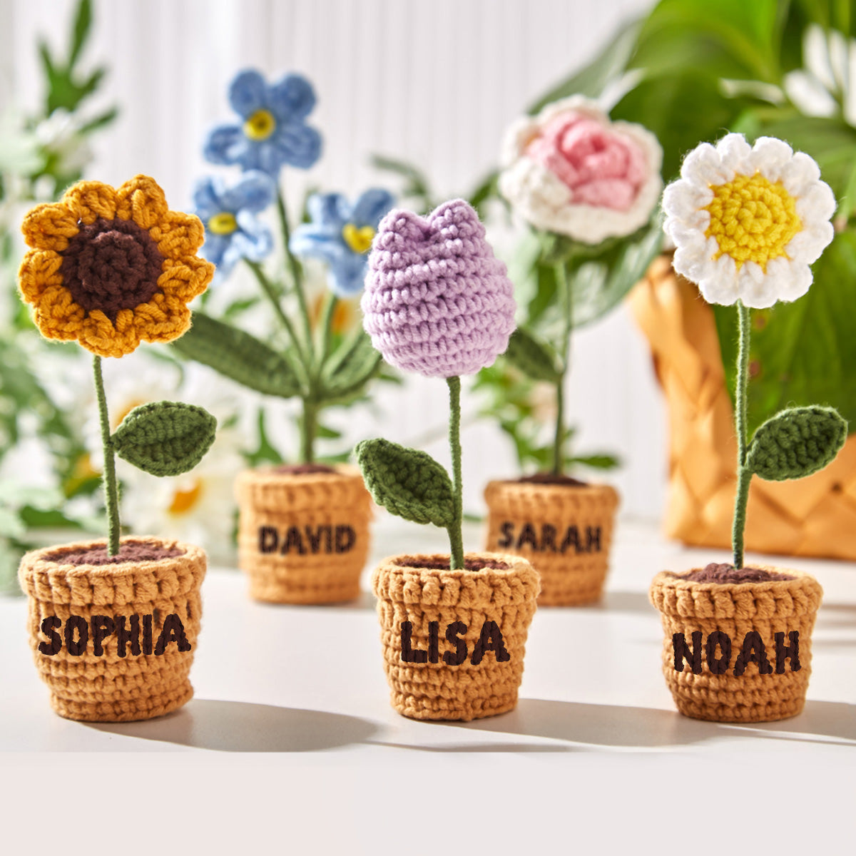 Grandma's Garden Crochet Flowers - Personalized Grandma Hand Knitted Doll