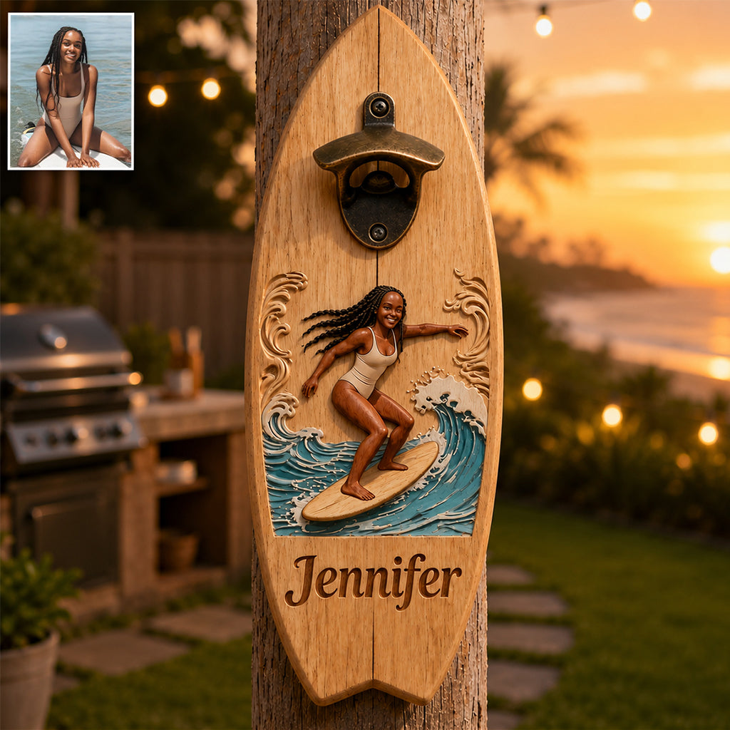Beach Lover - Personalized Surfing Wall Bottle Opener