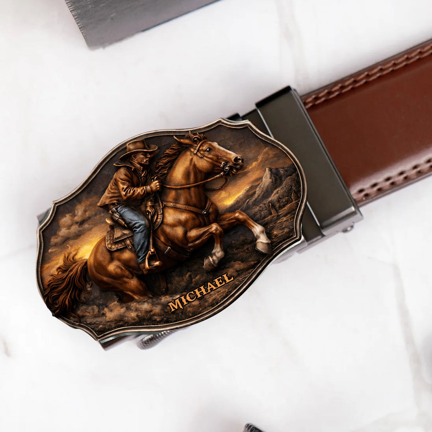 Dallas Cowboys, Western Theme - Personalized Western Outfit Leather Belt With Shaped Buckle