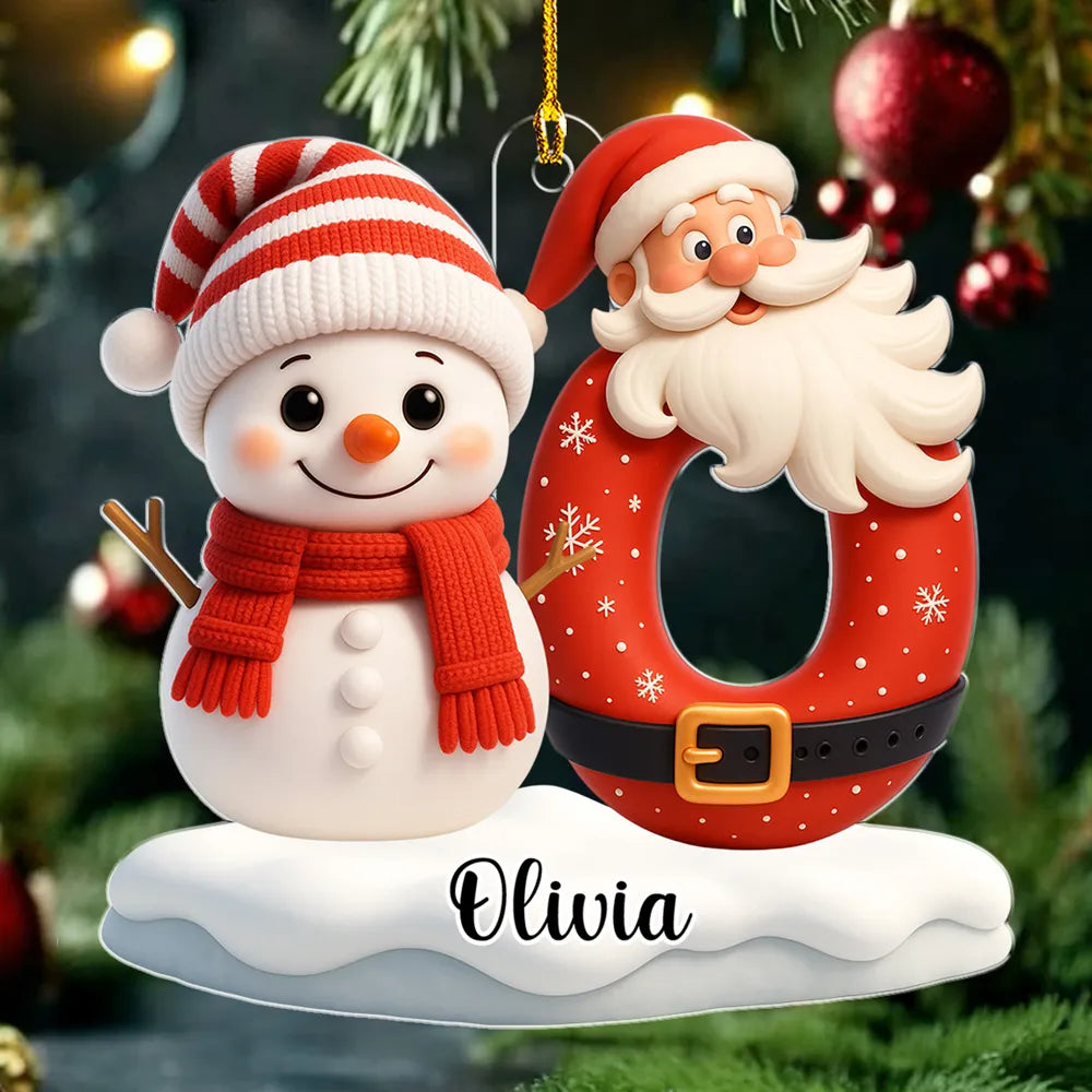 Acrylic Ornament - Snowman & Santa, Customizable Tree Hanging, Festive Charm, Joyful Keepsake, Unique Gift for Kids & Family