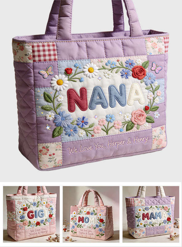 Custom Any Title - Personalized Mother Quilted Tote Bag