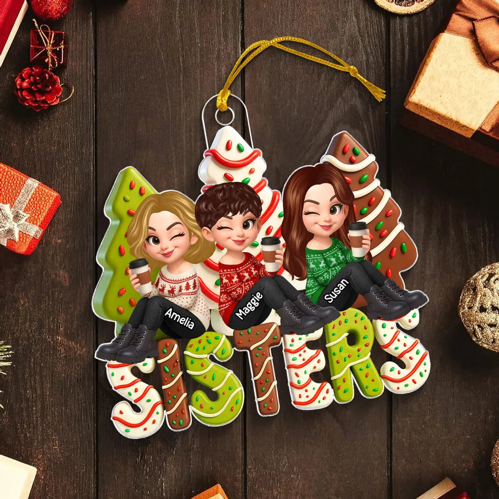 Acrylic Ornament with Fun Cartoon Besties Design, Christmas Tree Decoration, Perfect Friendship Gift