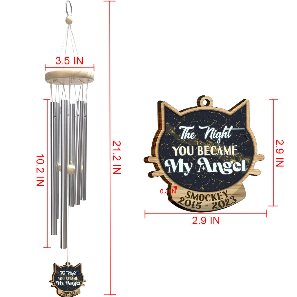 The Night You Became My Angel - Personalized Cat Wind Chime