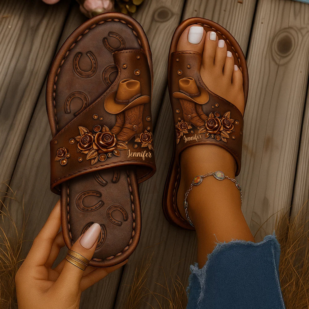 Cowgirl Life - Personalized Cowgirl Open Toe Sandals