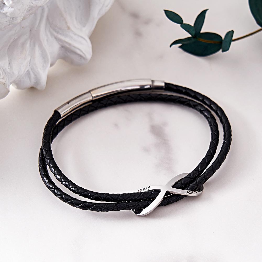 Any Names - Personalized Couple Infinity Sign Bracelet