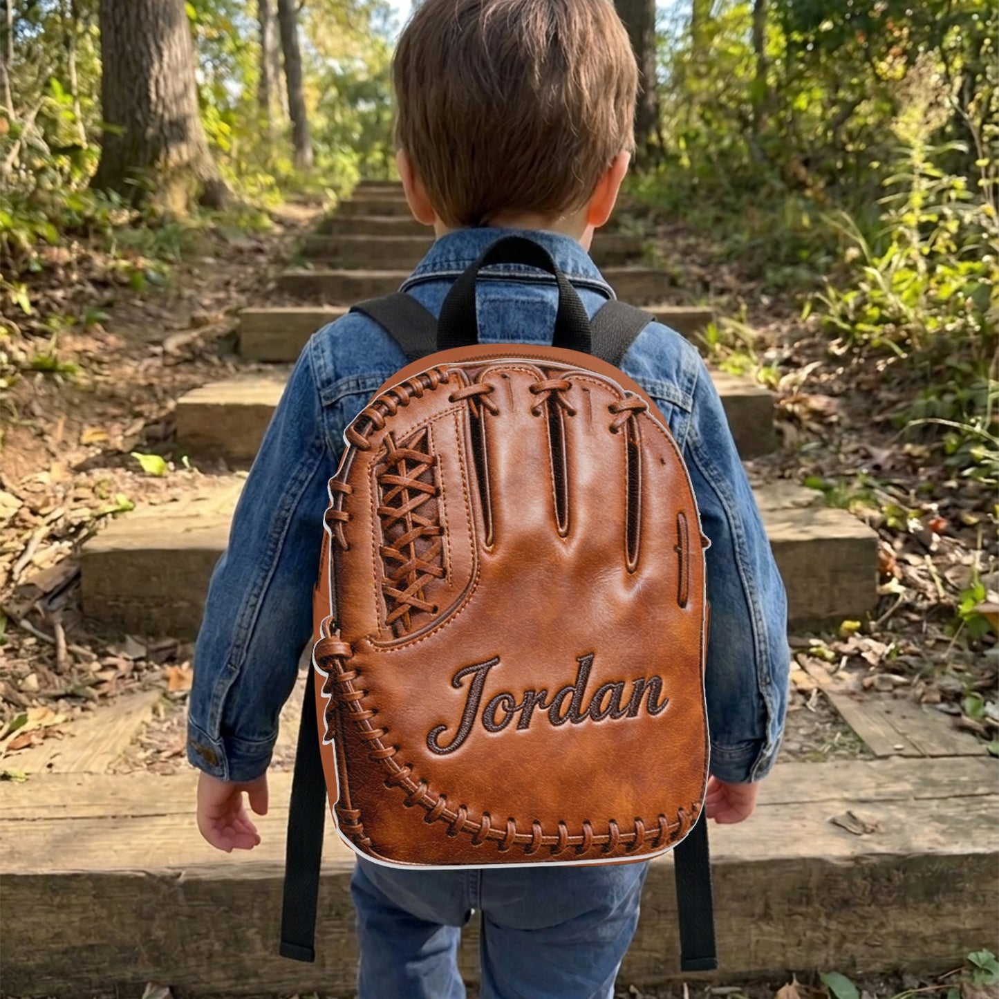 Leather Baseball Glove - Personalized Baseball Changeable Leather Patch Backpack