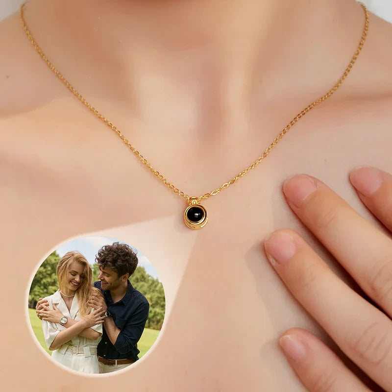 Personalized Bubble Projection Necklace with Your Photo, Romantic Couple Gift for Daily Wear and Sweet Memories