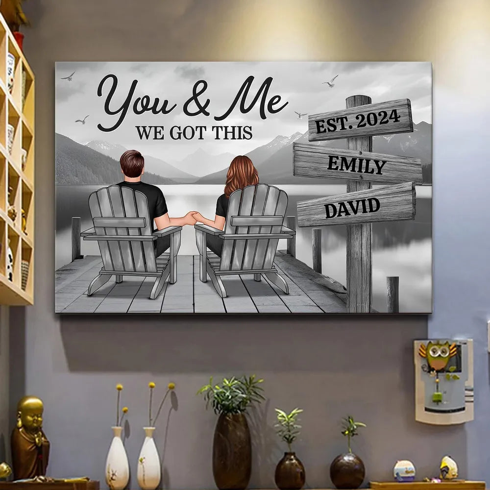 Seaside Poster Romantic Couple Back View Clear and Sturdy Love Memory Wall Décor Gift