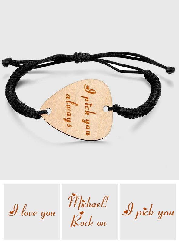 Any Text - Personalized Guitar Bracelet Guitar Pick