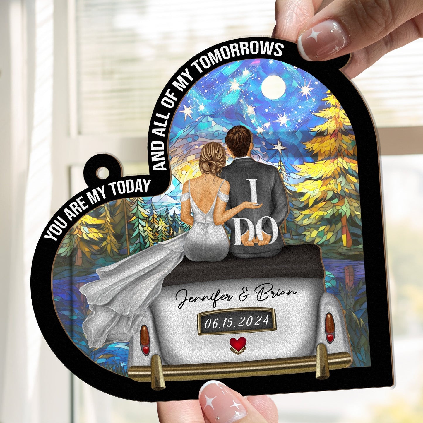 Romantic Wedding Keepsake - "You Are My Today and All of My Tomorrows" Layered Wooden and Acrylic Ornament, Perfect for Newlyweds