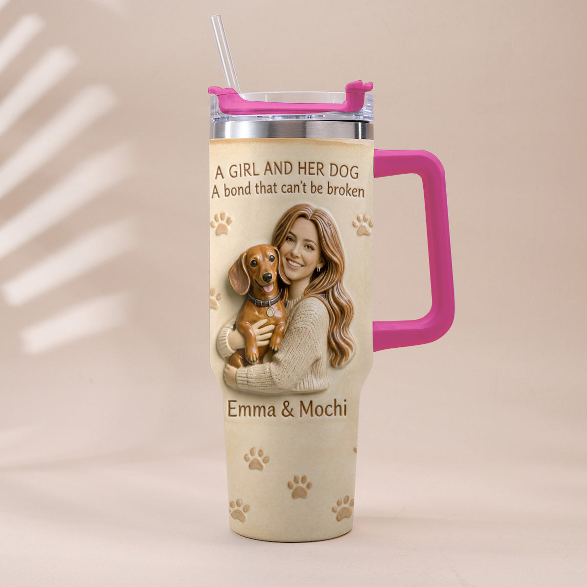 Always By My Side - Personalized Dog Tumbler With Plush Charm