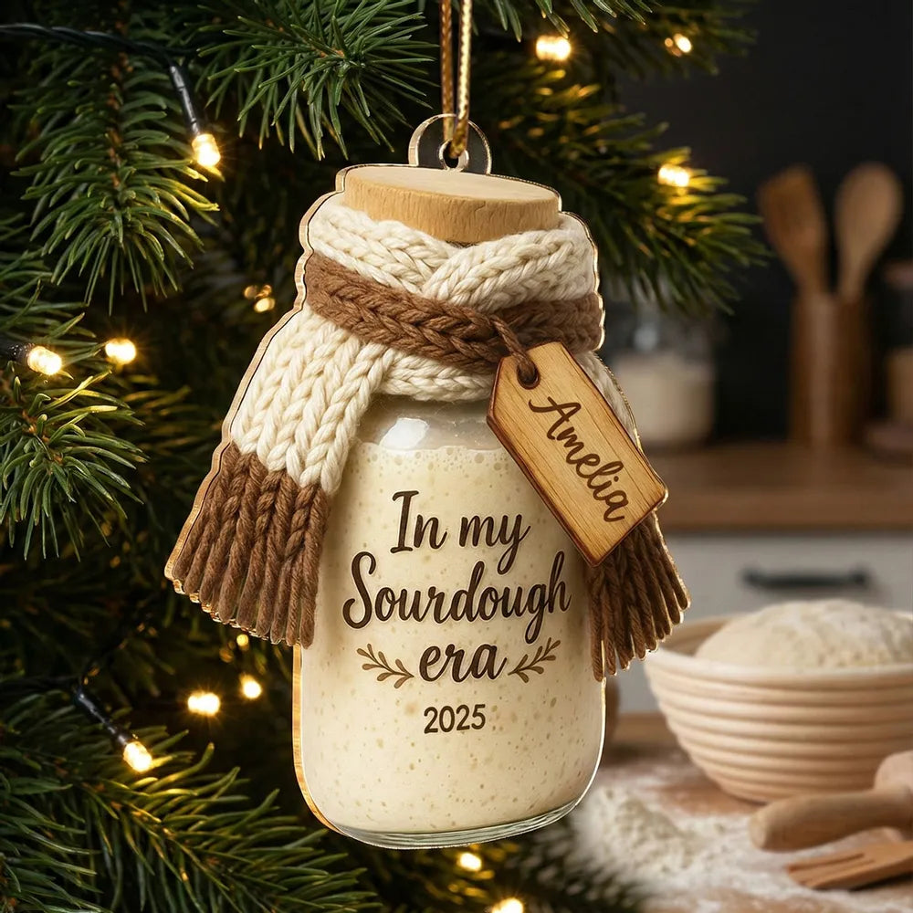 Personalized Acrylic Ornament In My Sourdough Era Cute Jar Design Christmas Tree Decor Unique Gift for Bakers