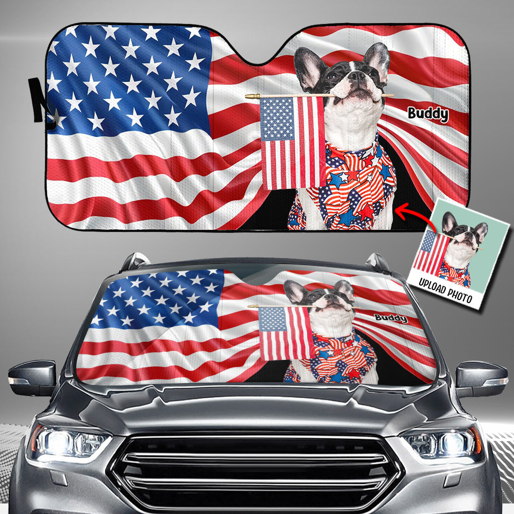 Funny Dog 4th Of July - Personalized Dog Car Sunshade