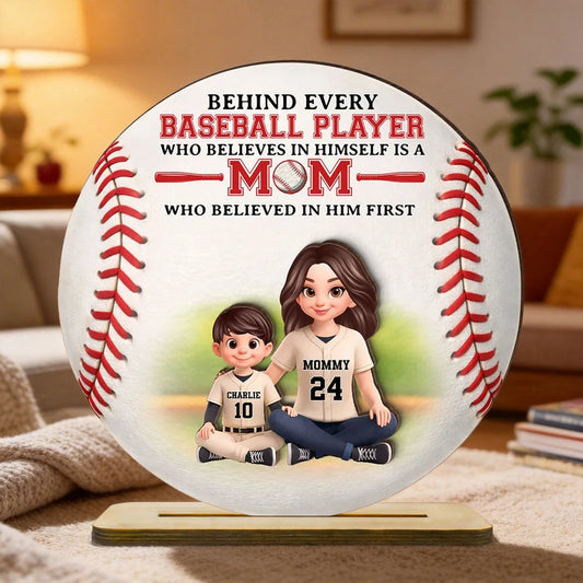Personalized 2-Layer Wooden Plaque Baseball Mom Quote Gift for Mom, Sweet Baseball Keepsake for Living Room Display