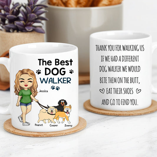 Thank You for Walking Me – Hilarious Personalized White Ceramic Mug for Dog Walkers, Customizable with Dog, Perfect Gift for Pet Lovers