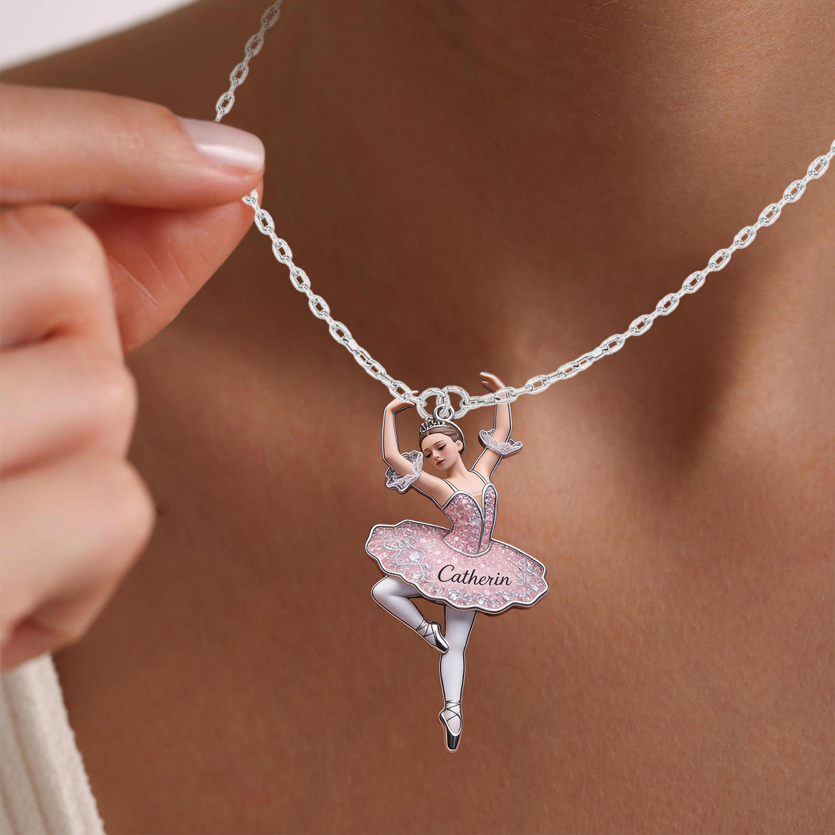 Love Ballet - Personalized Ballet Shaped Metal Pendant Necklace