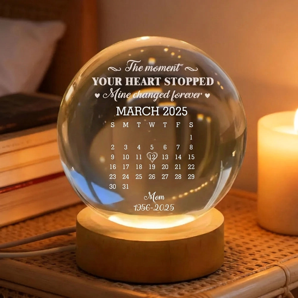 Personalized Globe Lamp Custom Calendar Night Light for Loved One Remembrance Warm Cozy Glow Unique Memorial Gift
