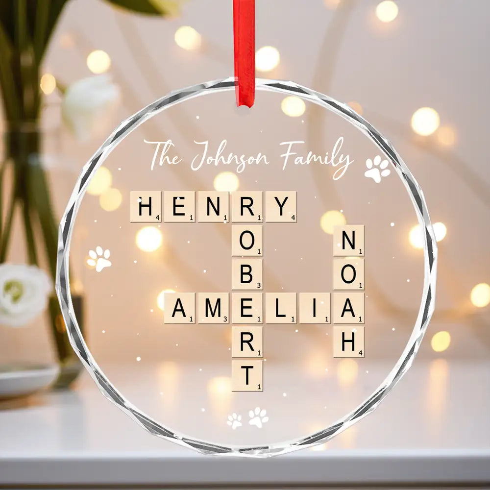 Precious Family Memory - Custom "Our Family" Crystal Ornament, Special Gift for Family or Friends