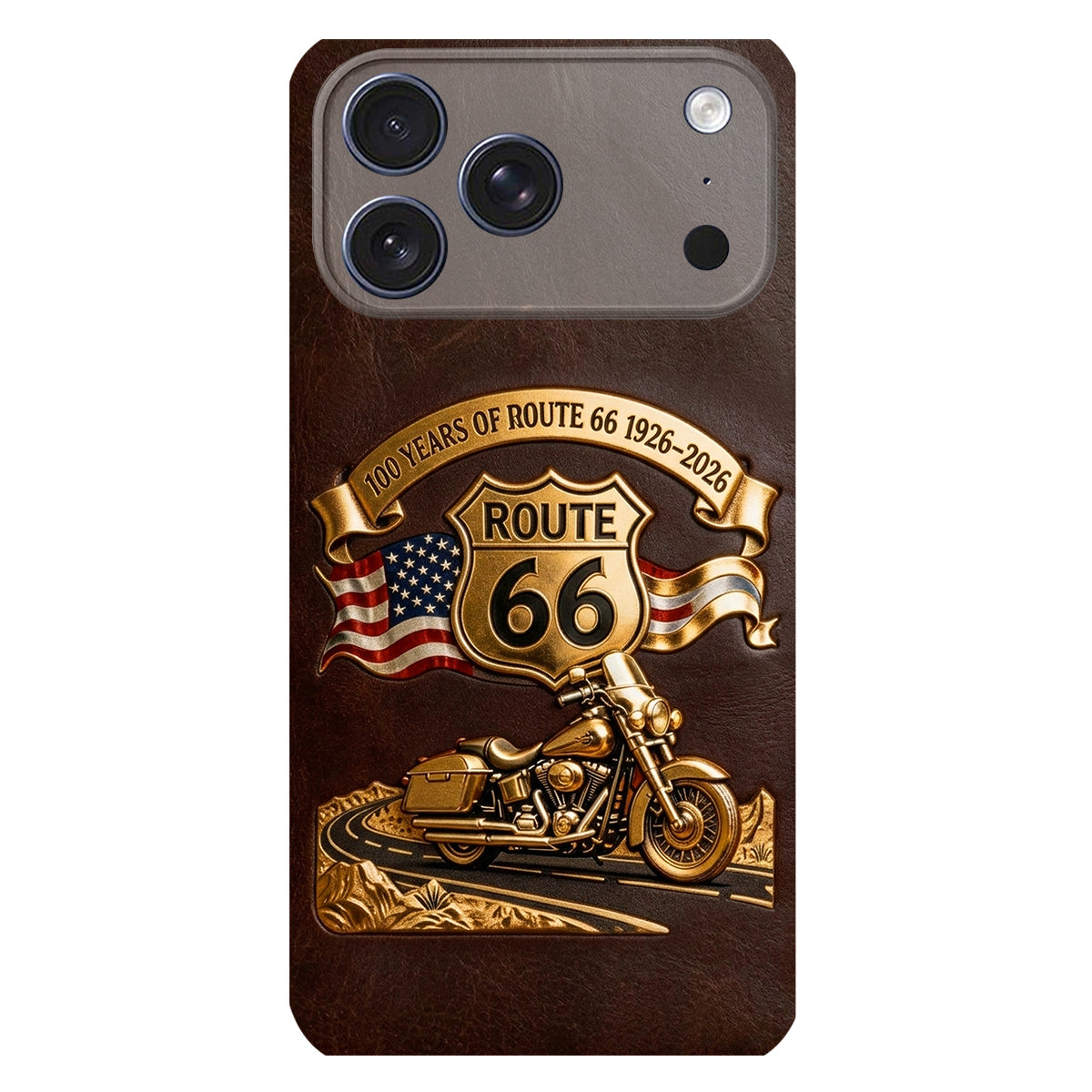 100 Years Of Route Personalized Gifts For Bikers - Personalized Biker 3D Embossed Leather Phone Case