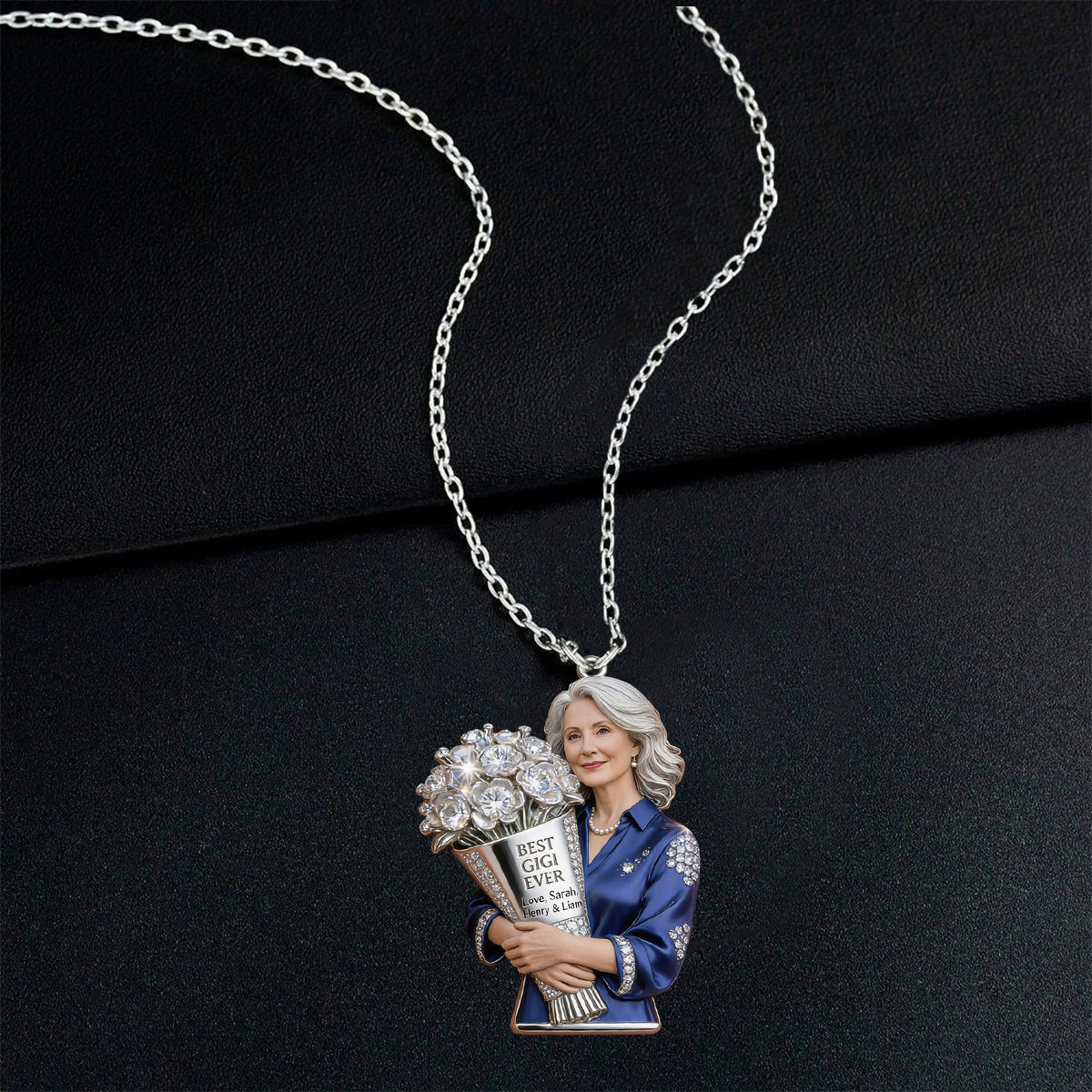 Custom Any Photo, Best Gift For Mom & Grandma - Personalized Mother Shaped Metal Pendant Necklace