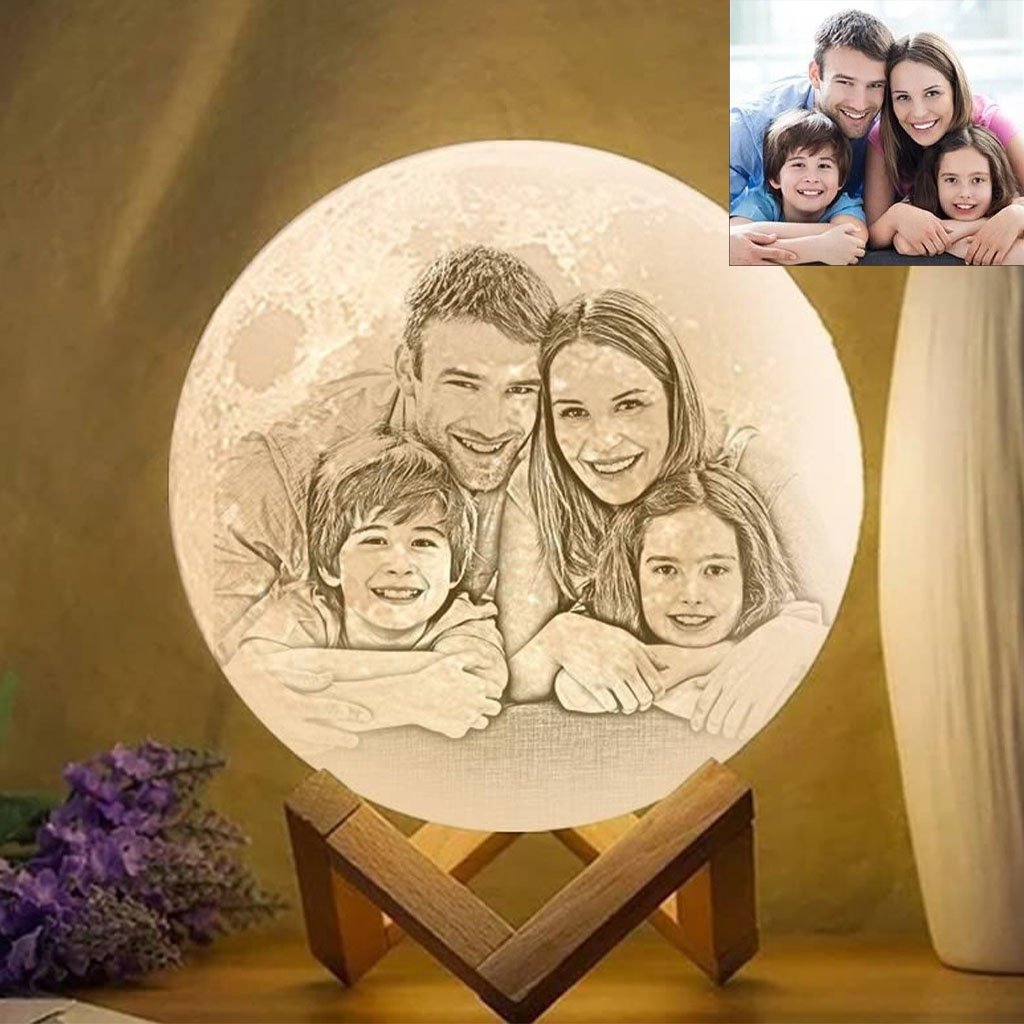 Any Photo - gift for cat lover, dog lover - Personalized Photo Moon Lamp
