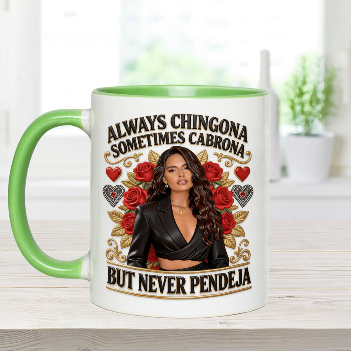 Latina Vibes, Always Chingona - Personalized Latina Women Set Accent Mug with Acrylic Stirrers