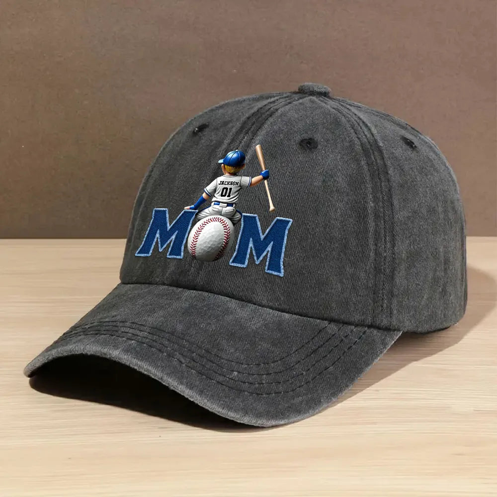 Mom's Washed Denim Baseball Cap - Soft & Breathable Hat