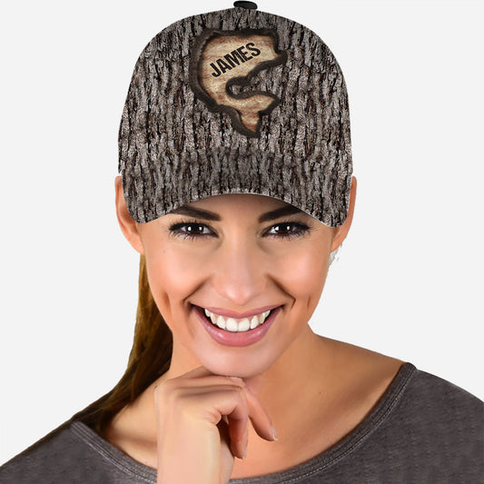 Love Fishing Tree Carving - Personalized Fishing Classic Cap