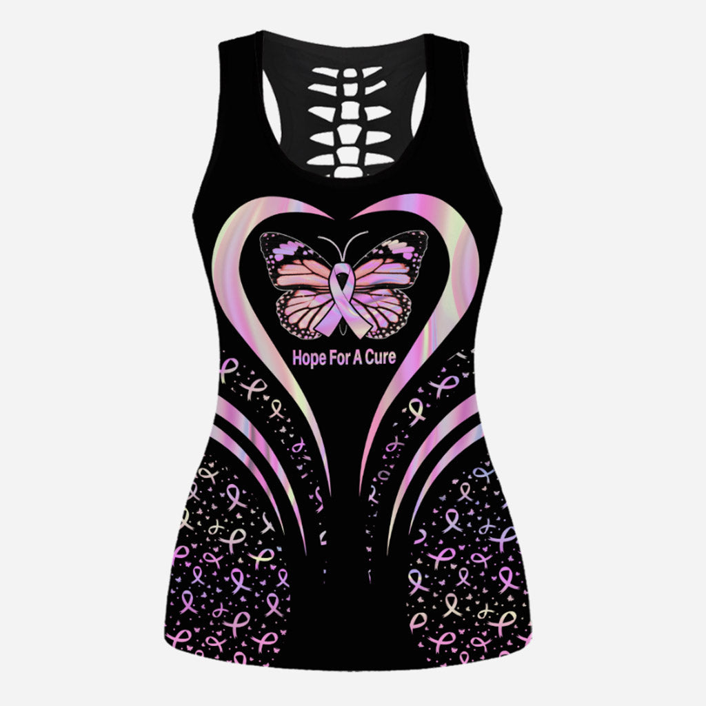 Hope For A Cure - Breast Cancer Awareness Leggings And Hollow Tank Top