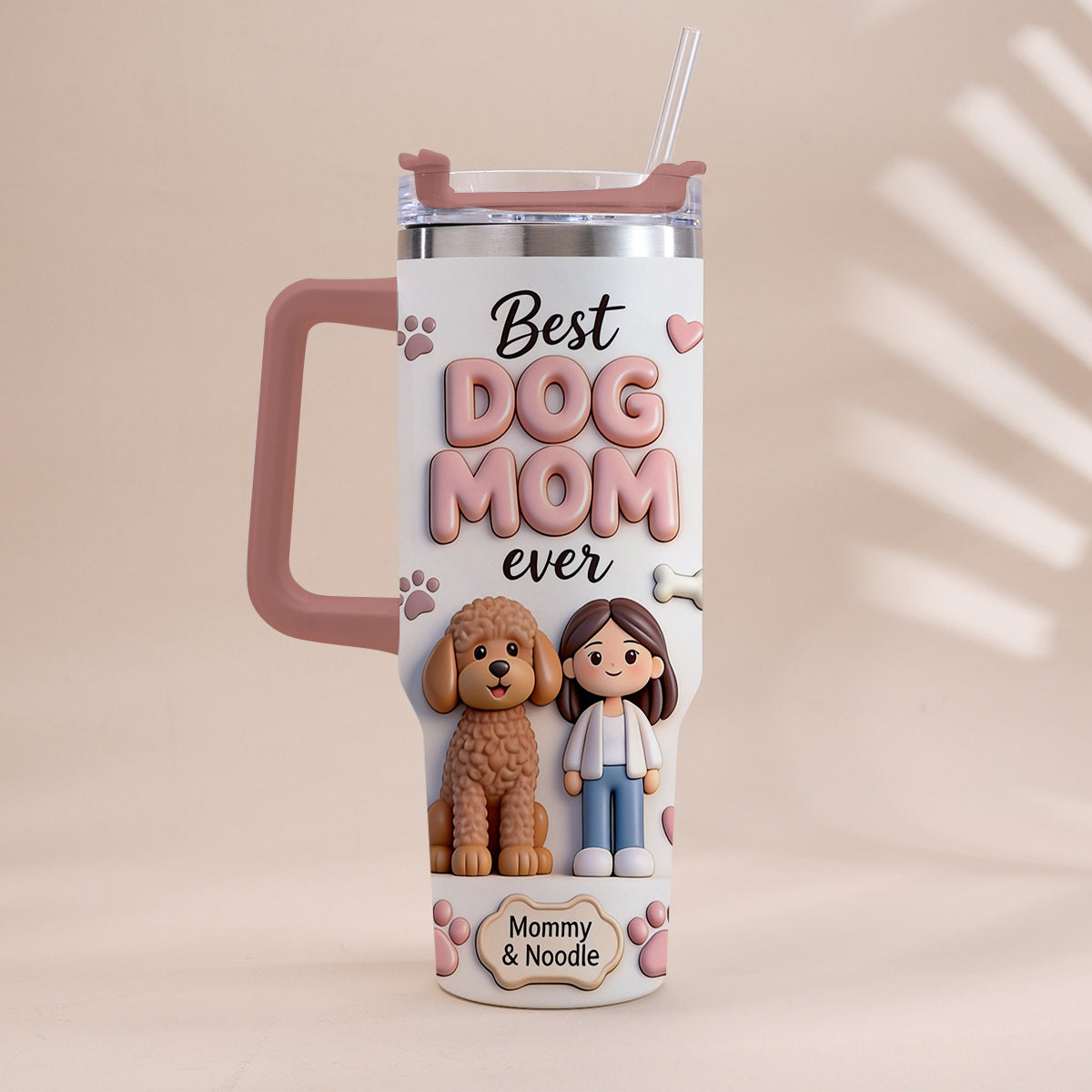 Best Pet Mom Ever - Personalized Dog Tumbler With Handle