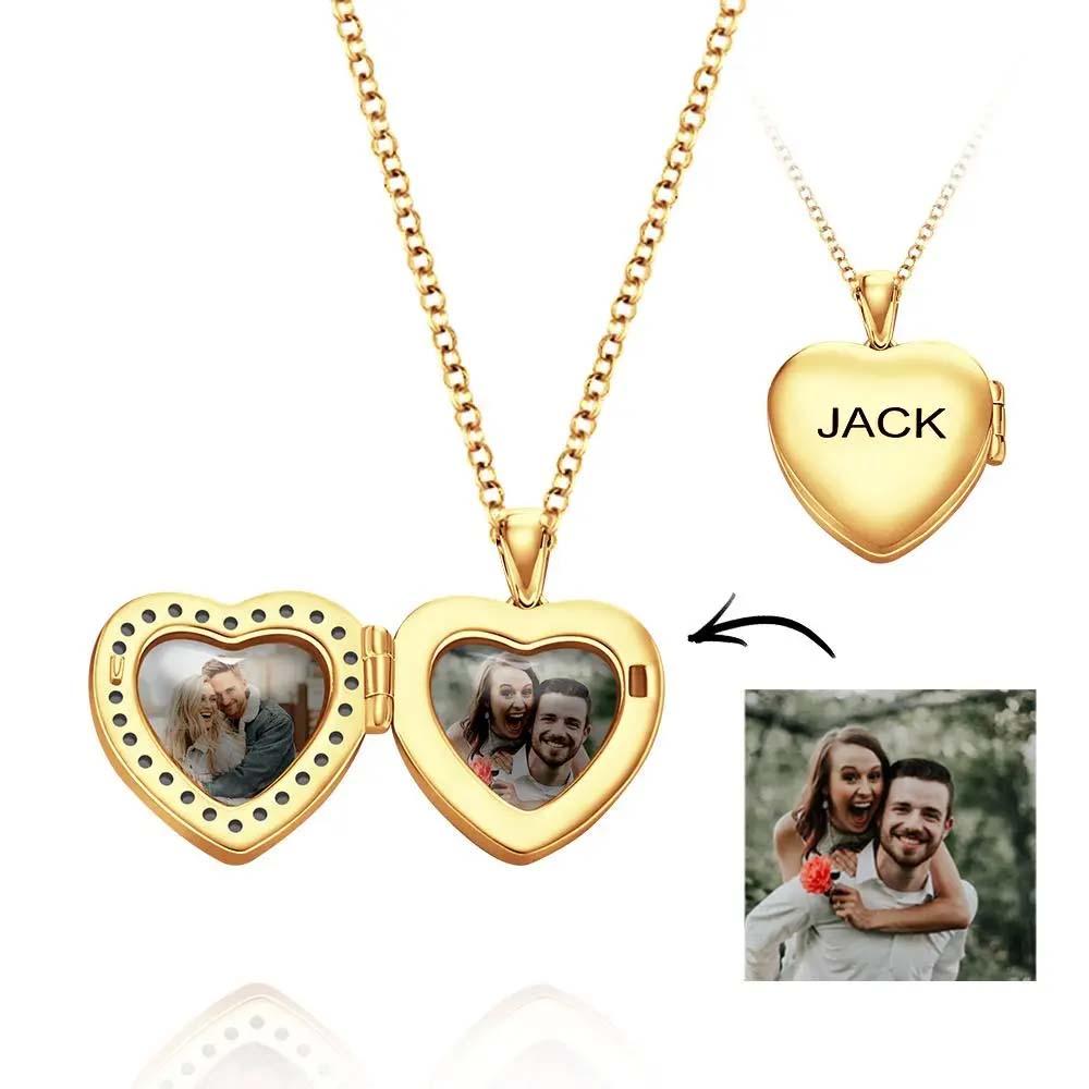 Heart Shaped Photo Locket Charm - Personalized Heart Shaped Photo Locket Necklace