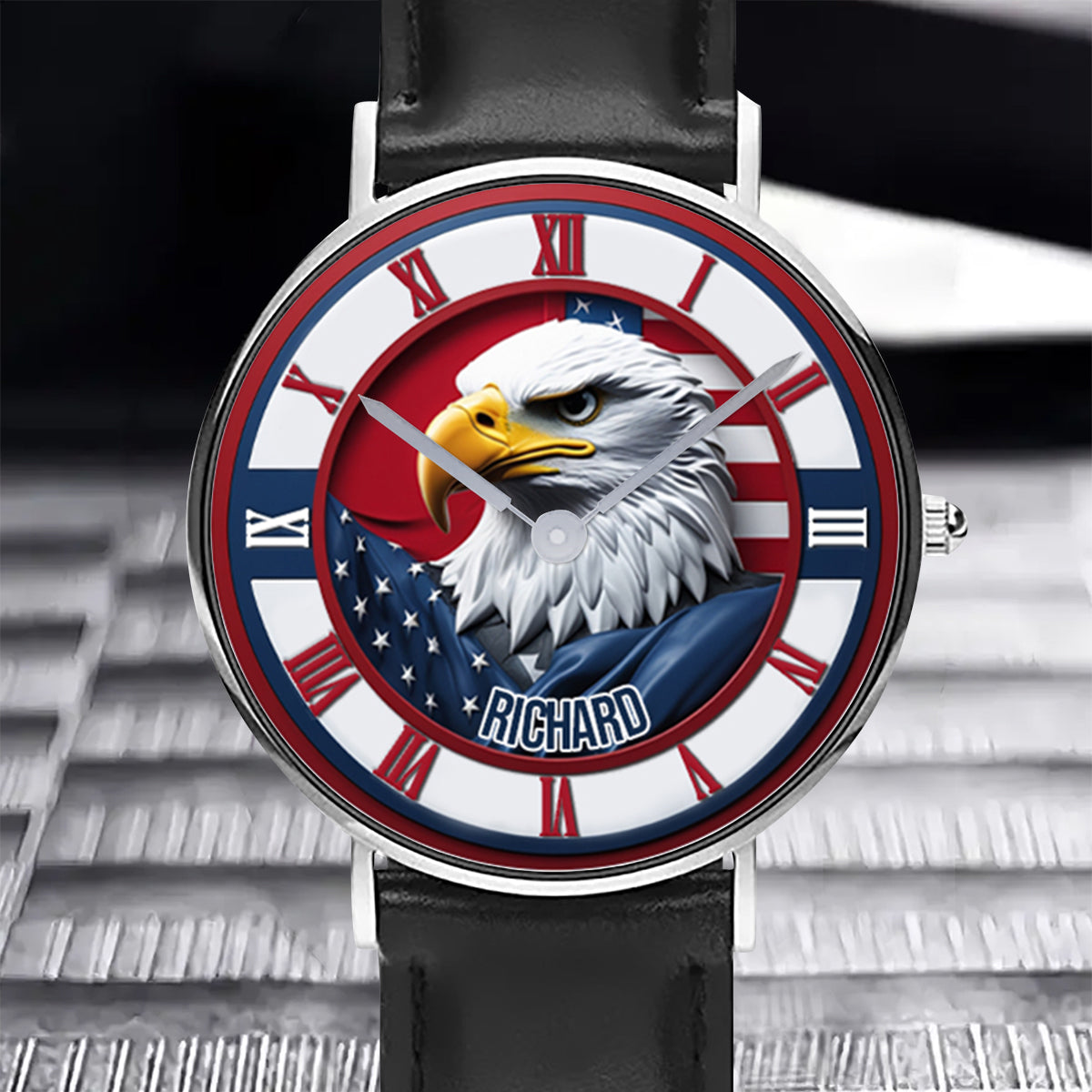 Home Of The Free - Personalized Bald Eagle Hand Watch