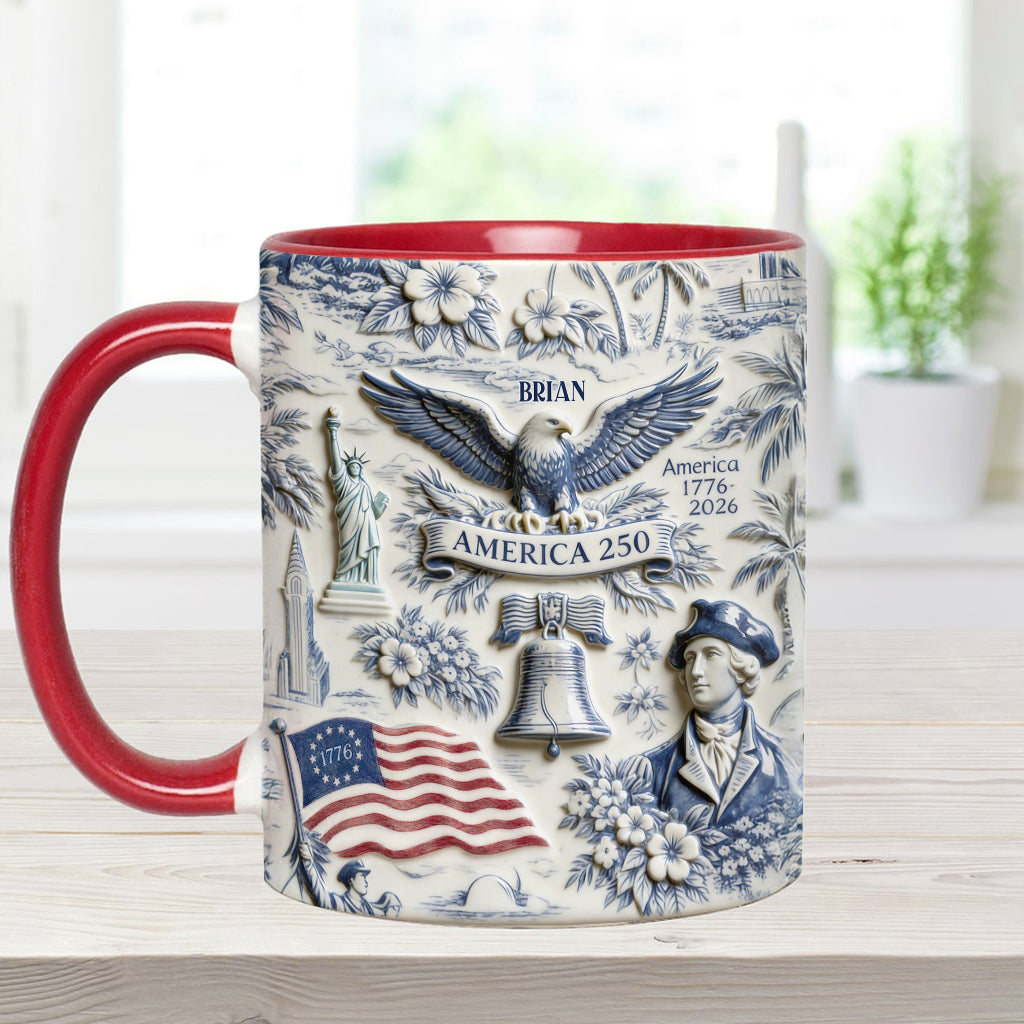 250 Years of America 1776–2026 Vintage Patriotic - Personalized Independence Day/ 4th of July Accent Mug & Coaster