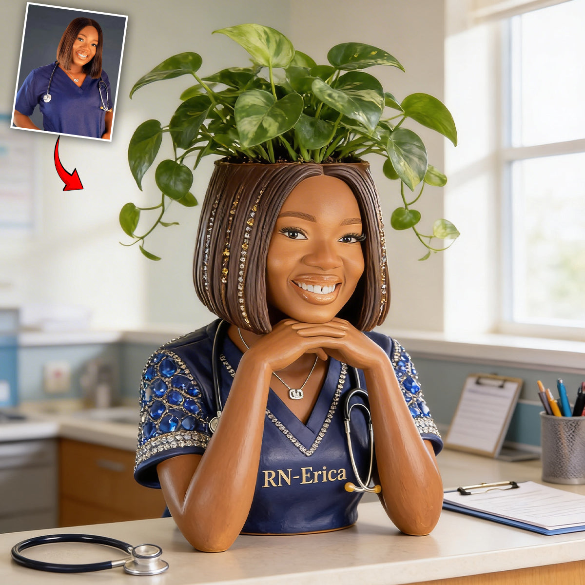 Custom Any Photo Gift For Nurse/Healthcare Worker - Personalized Nurse Acrylic Pot