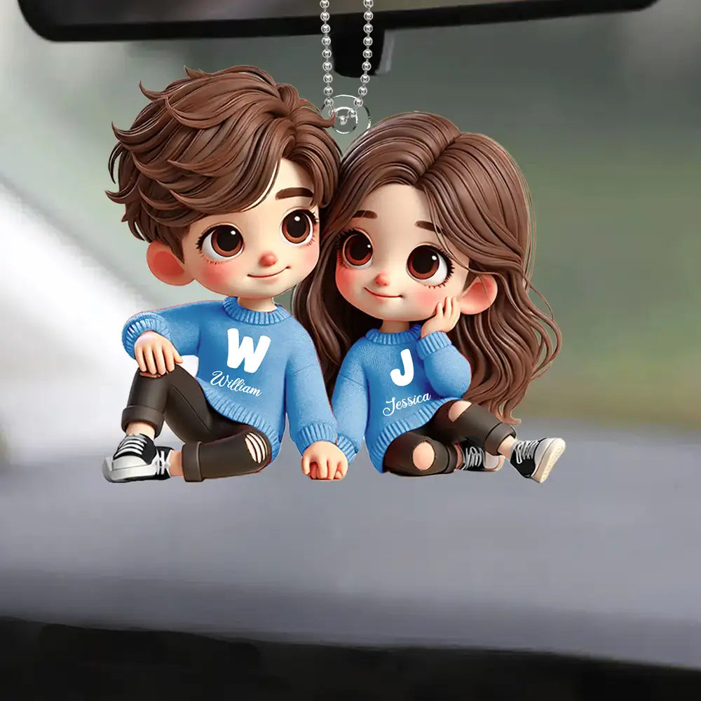 Personalized Cartoon Couple Acrylic Keychain, Creative Keepsake Gift for Anniversaries