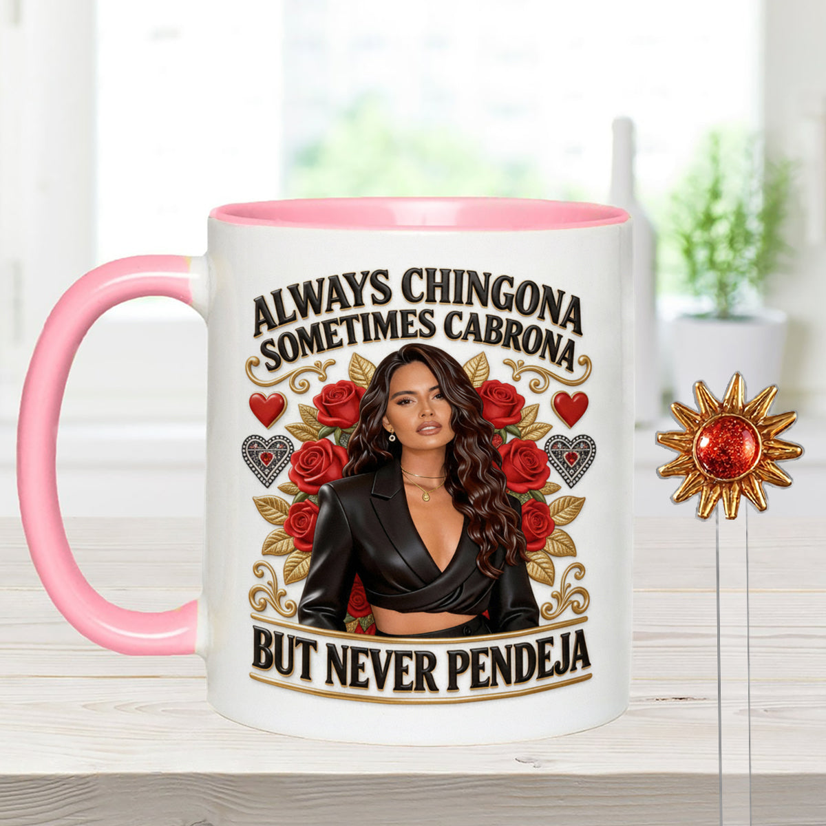 Latina Vibes, Always Chingona - Personalized Latina Women Set Accent Mug with Acrylic Stirrers