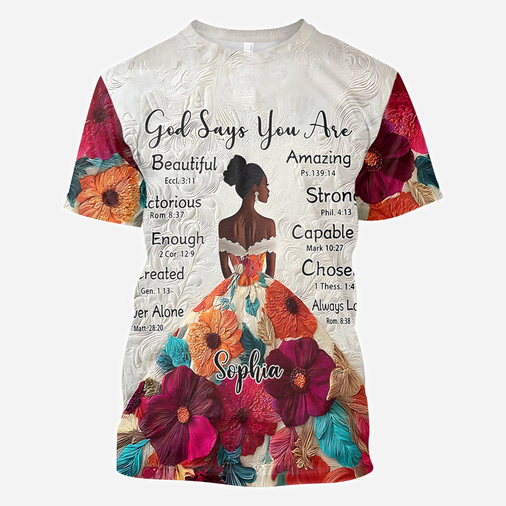 God Says You Are - Personalized African American All Over Shirt
