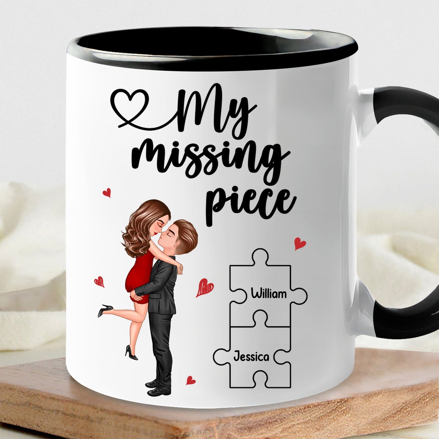 My Missing Piece Couple Hugging Kissing Valentine‘s Day Gift For Her Gift For Him Personalized Mug