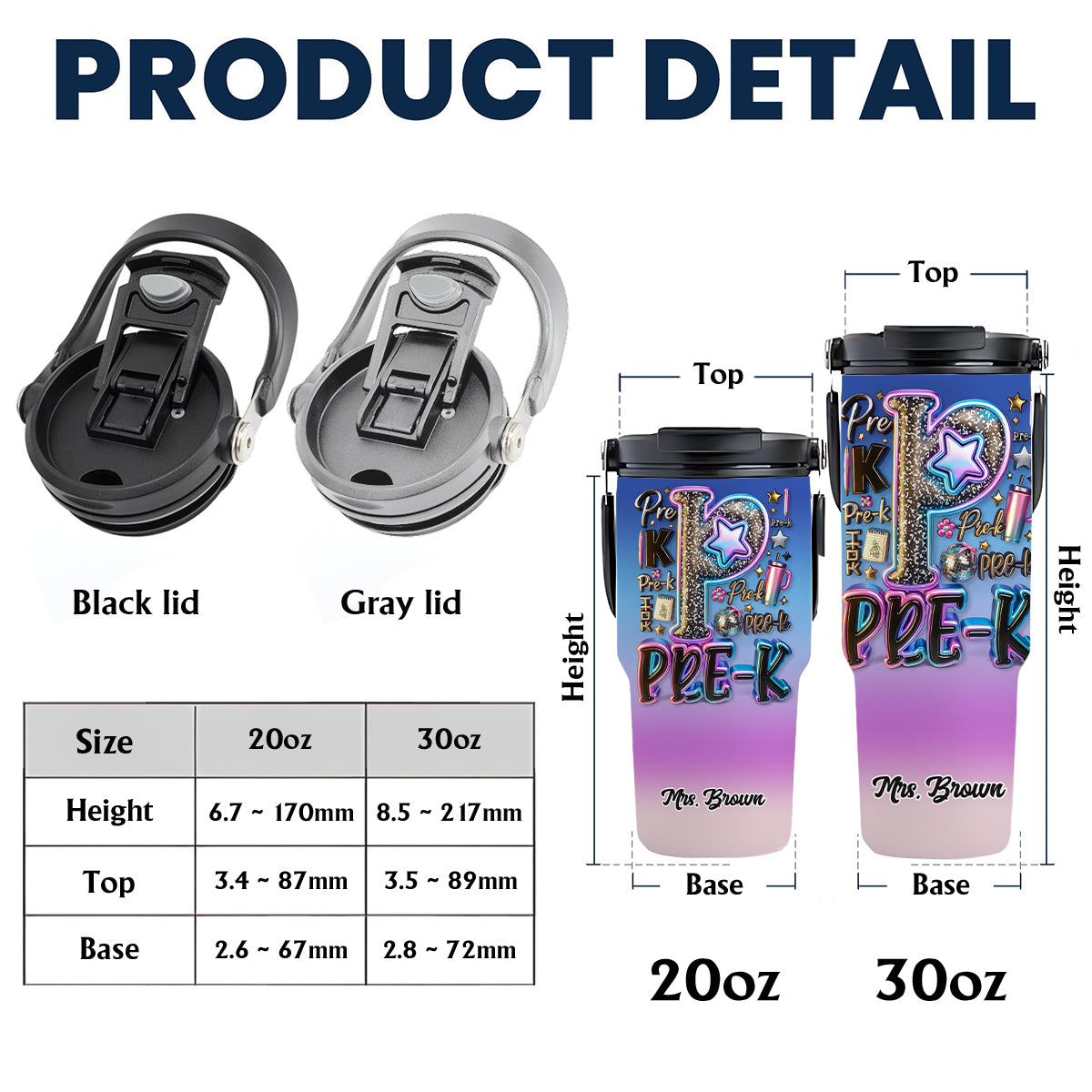Custom Teacher Bright Back To School - Personalized Teacher Tumbler With Grip Handle
