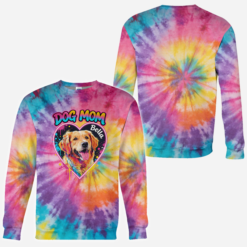 Custom Tie Dye Shirt For Dog Mom/ Dog Dad/ Cat Mom... - Personalized Dog All Over Shirt