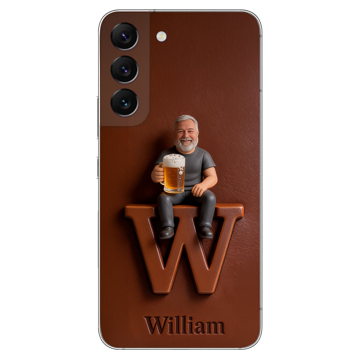 Custom Any Photo - Personalized Beer 3D Embossed Leather Phone Case