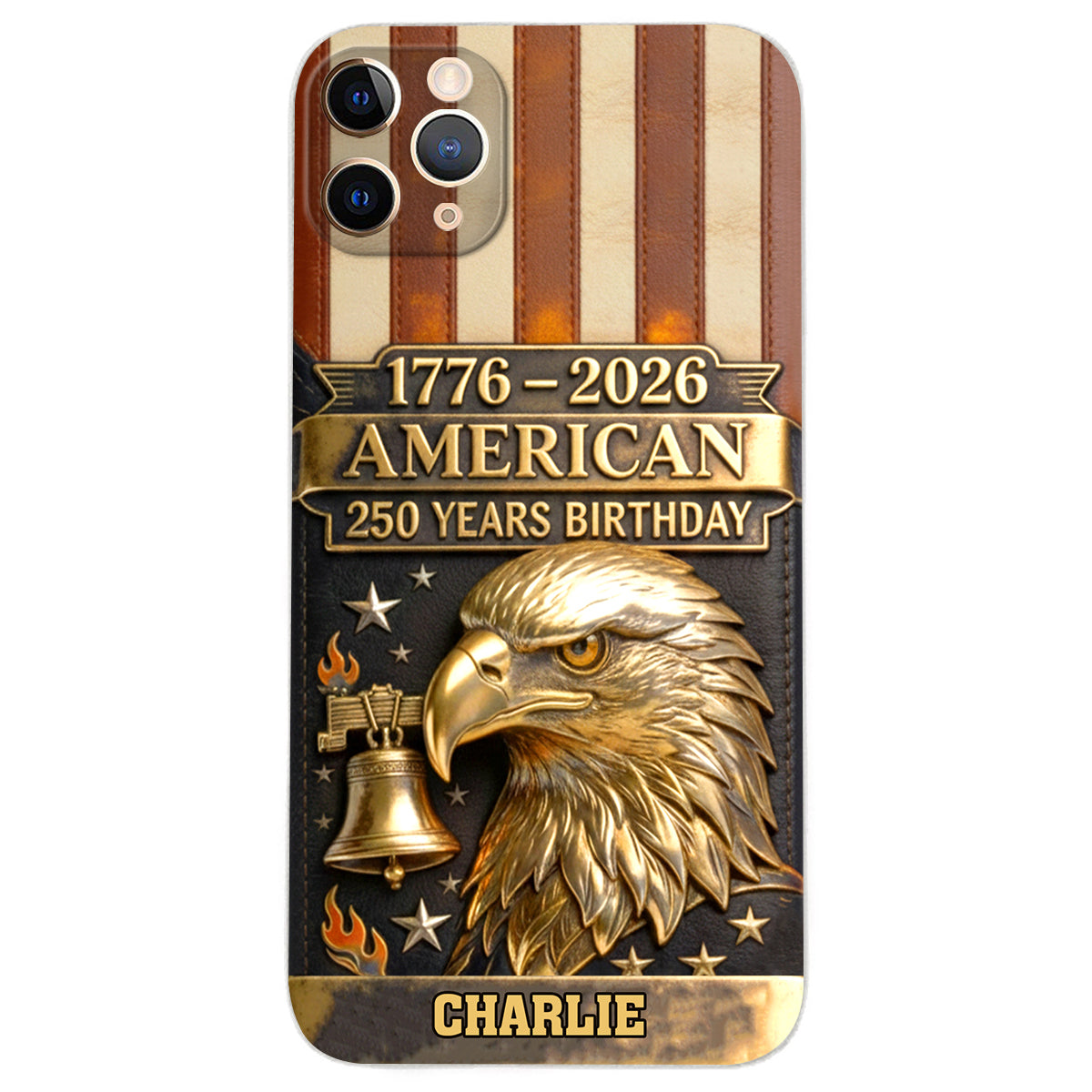 250th Anniversary - Personalized Bald Eagle Leather Phone Case