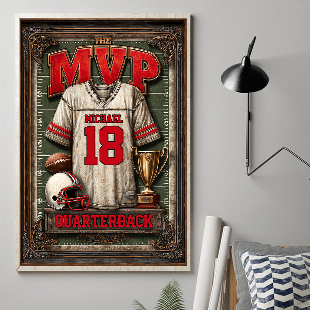 Gift For Football Son/ Daughter - Personalized Football Canvas And Poster