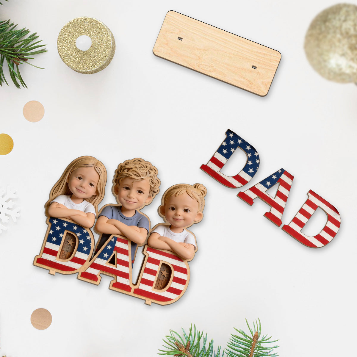 Father's Day Gift - Personalized Father 2 Layered Big Freestanding