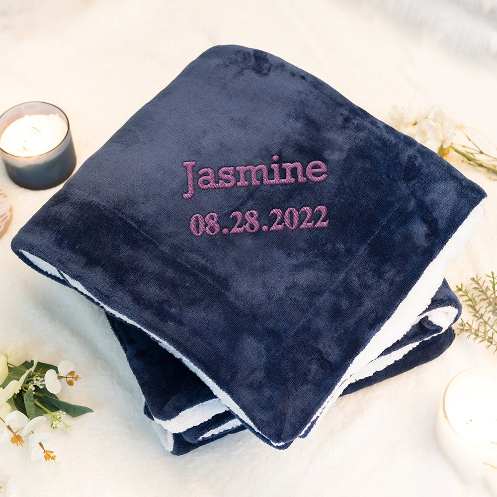 Embroidered Name - Personalized Embroidered Plush Throw Blanket