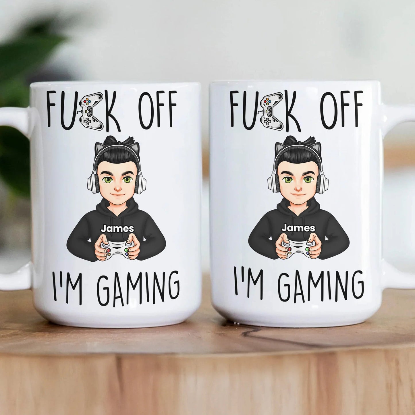 Mug with Custom Gamer Avatar, Do Not Disturb Theme, Fun & Cute Desk Coffee Cup, Unique Gift for Boyfriend or Coworker