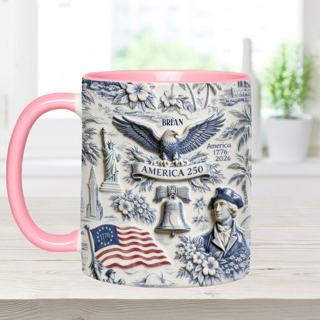 250 Years of America 1776–2026 Vintage Patriotic - Personalized Independence Day/ 4th of July Accent Mug & Coaster