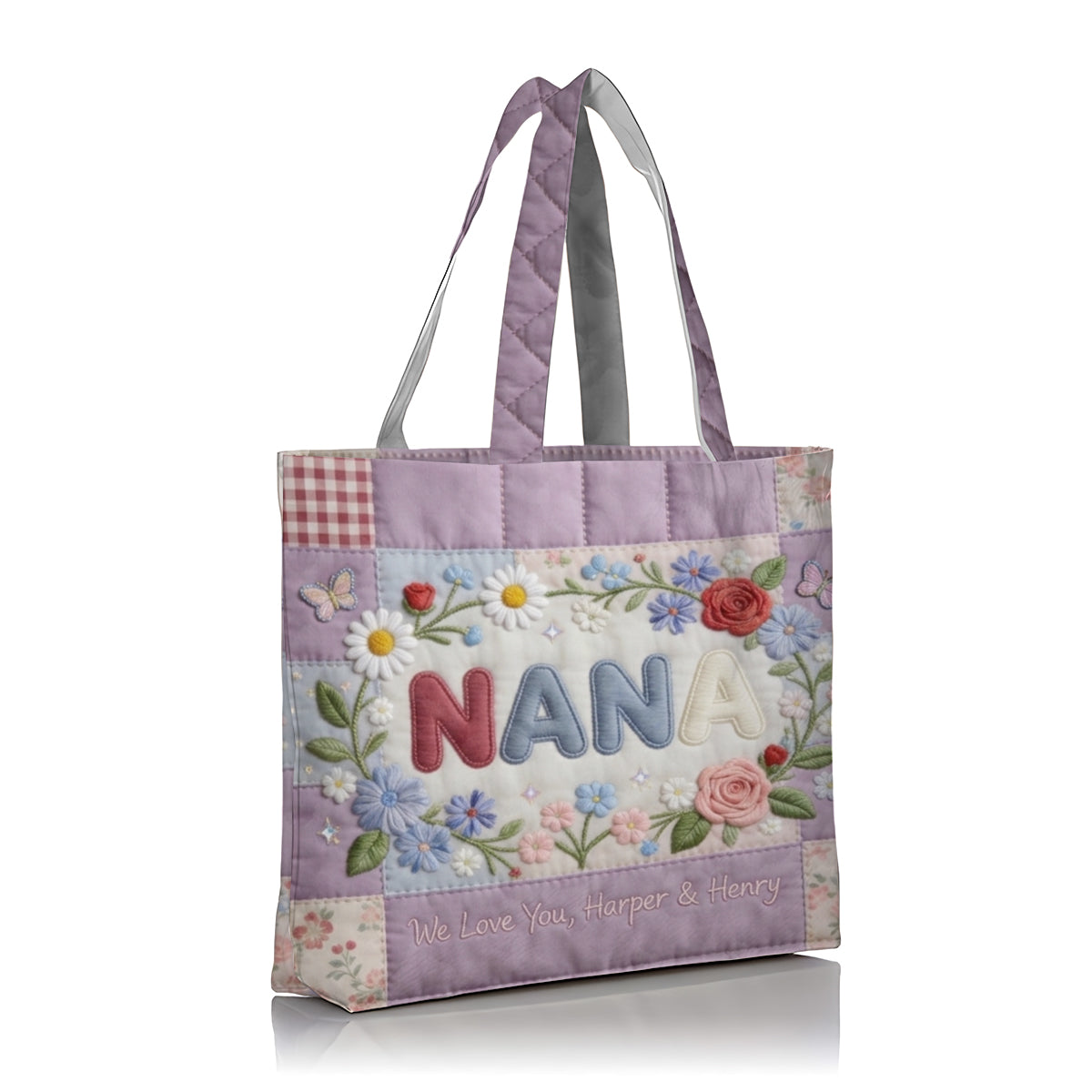 Custom Any Title - Personalized Mother Quilted Tote Bag