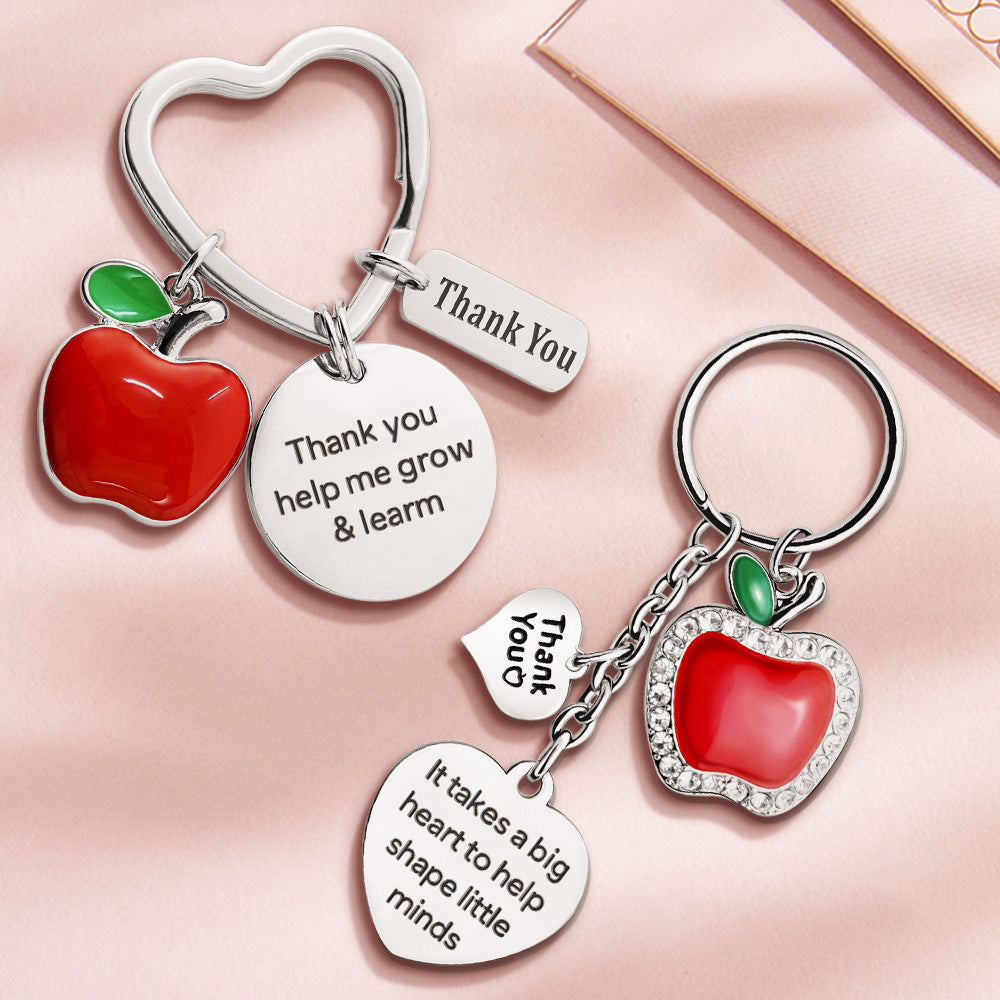 Apple Teacher Appreciation Gift Thank You for Helping Me Grow - Personalized Keychain