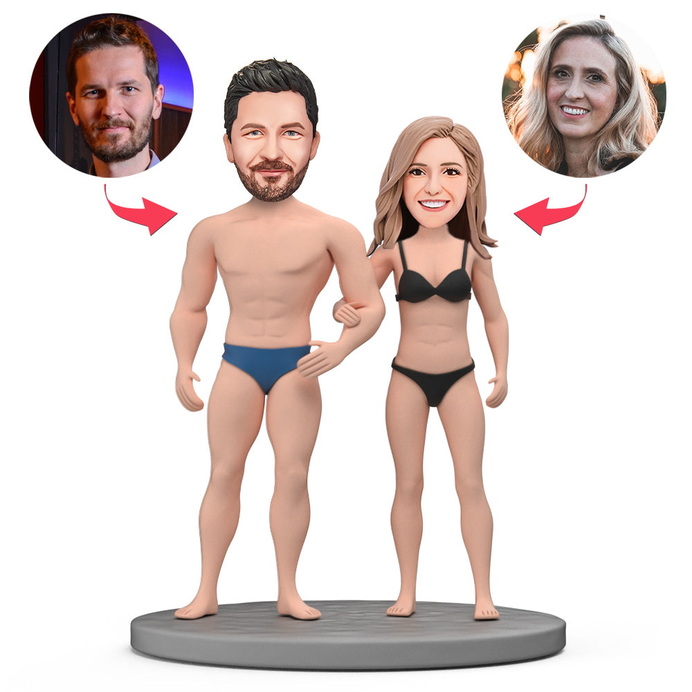 Couple Beach Vibe - Personalized Bikini Swimsuit Couple Bobblehead